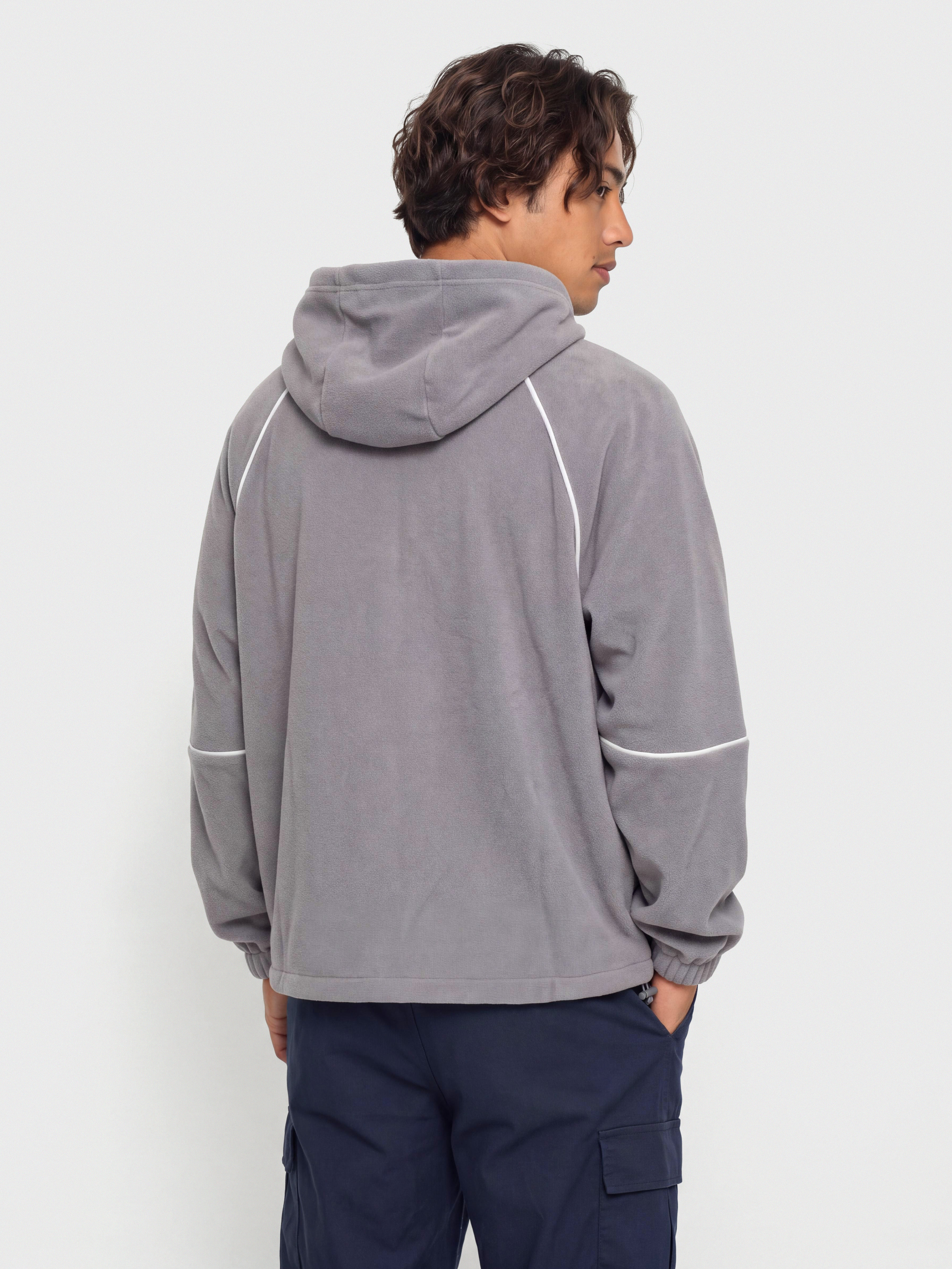 Суитшърт с качулка New Balance Trackside Polar Fleece HD (off line grey)