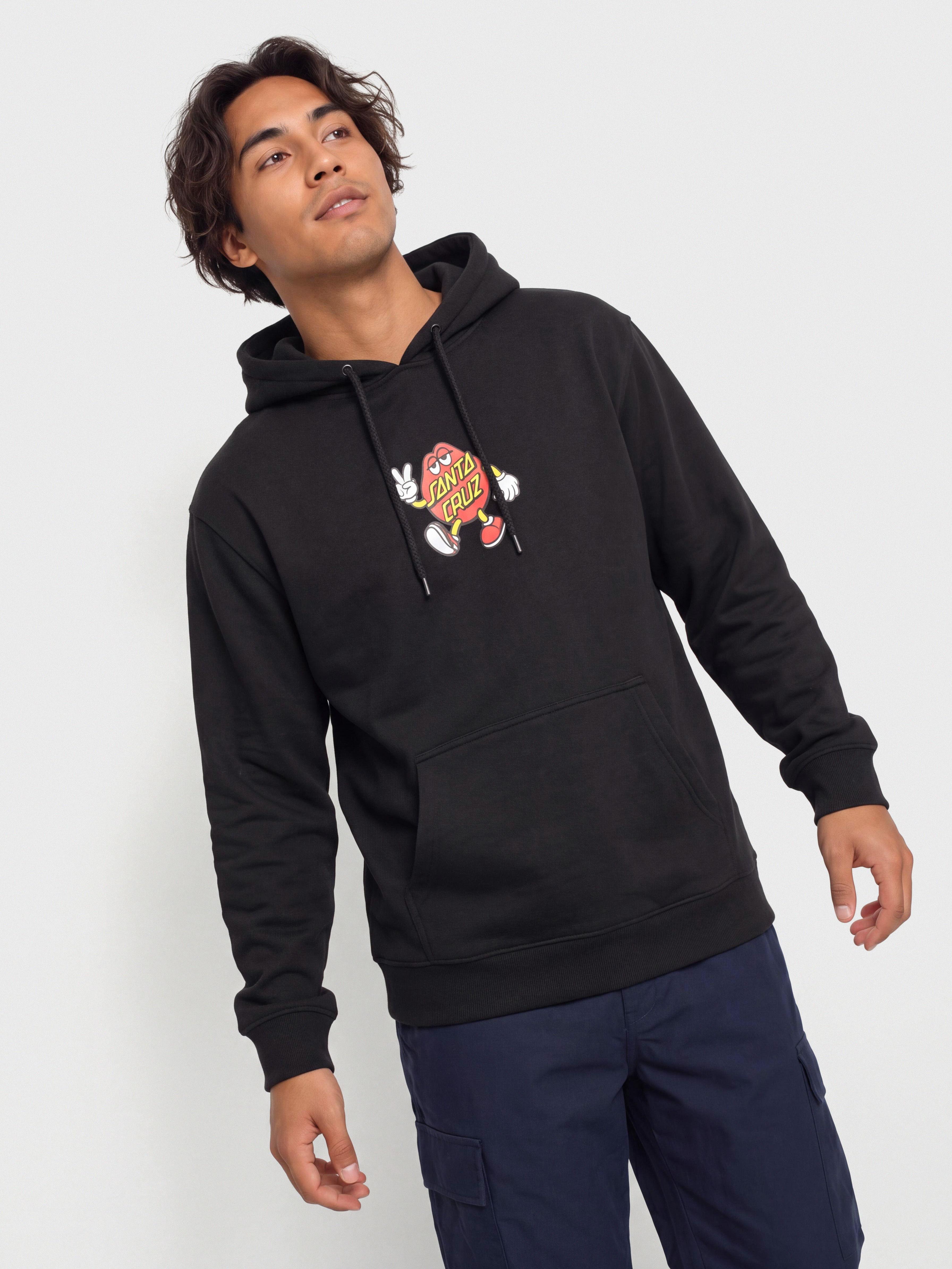 Суитшърт с качулка Santa Cruz Dot Guy Front HD (black)