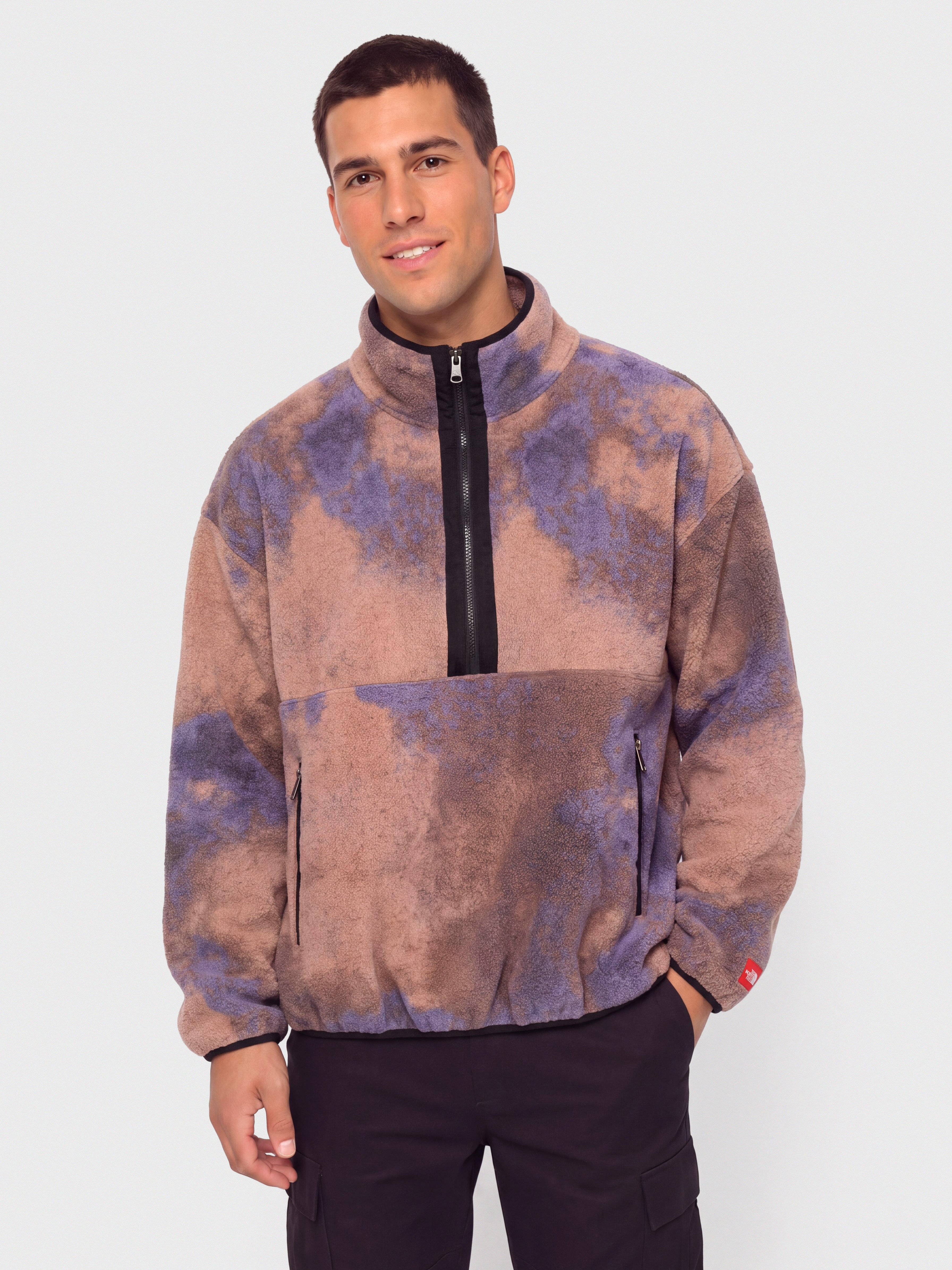 Поларени суитшърт The North Face Red Box Printed 1/2 Zip (grounded plum 1989 cata)