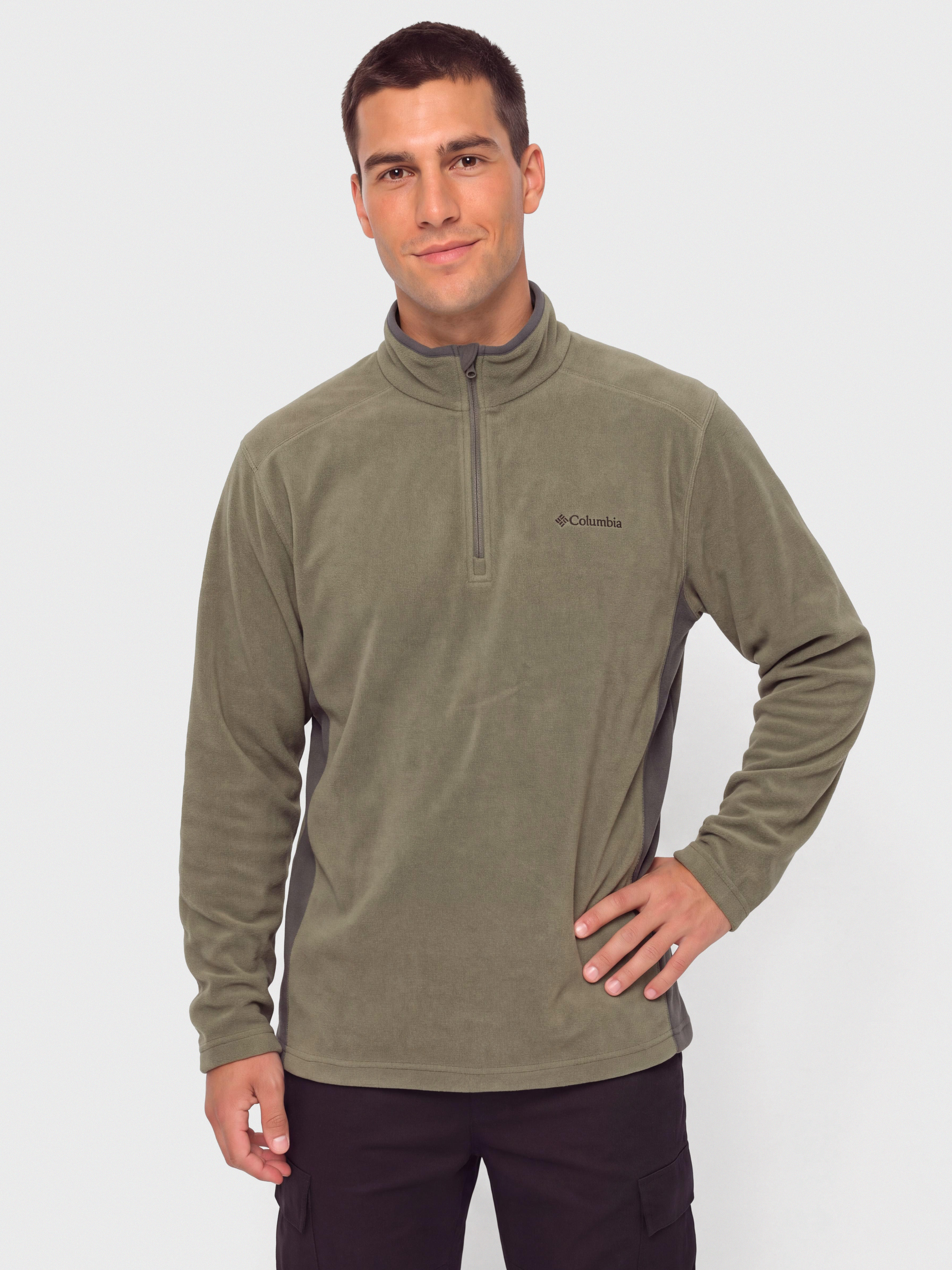 Мъжки Поларени суитшърт Columbia Klamath Range II Half Zip (stone green/shark)