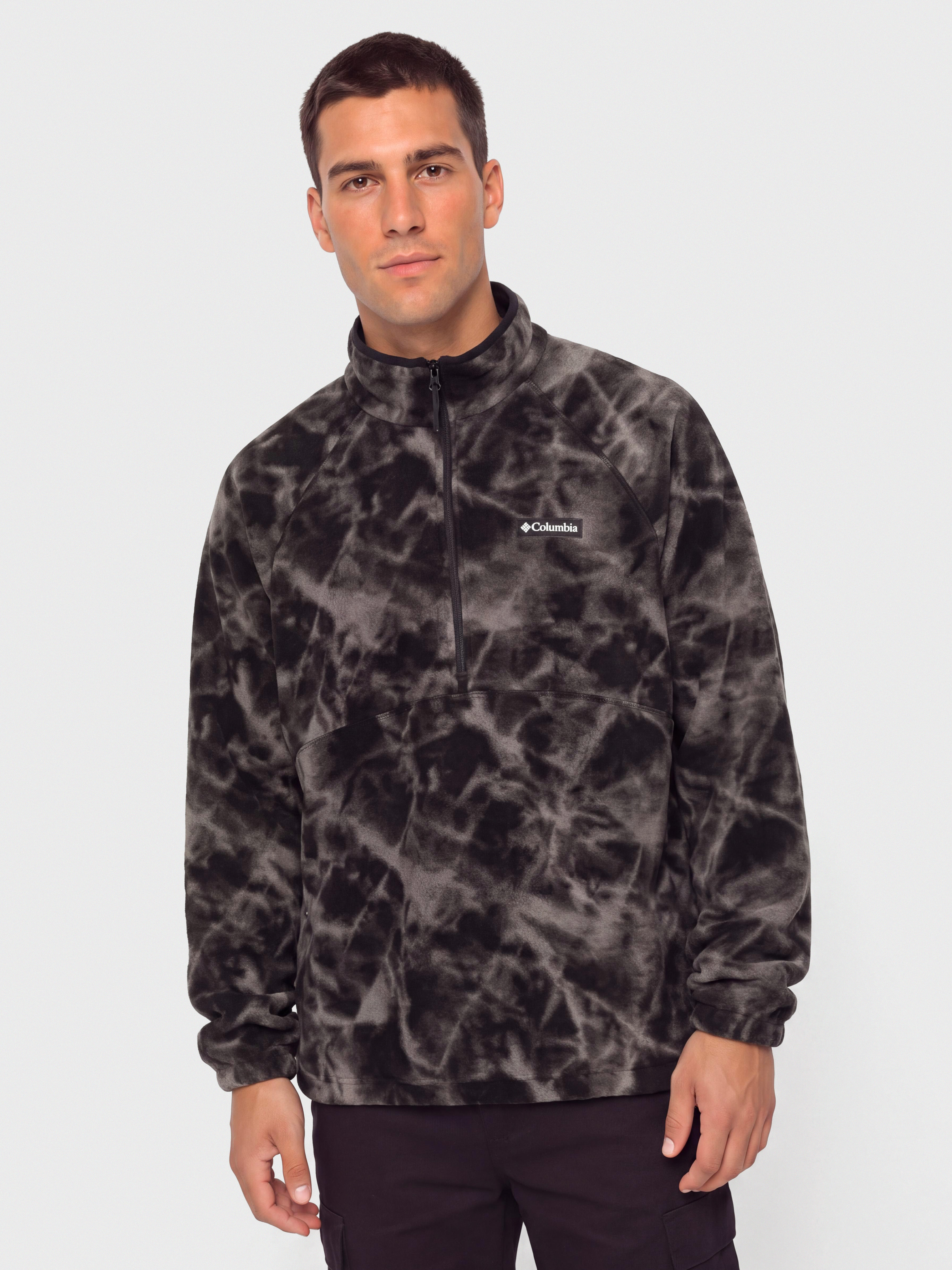 Мъжки Поларени суитшърт Columbia Timber Crest MTR Printed Half Zip (black/icypeaks)