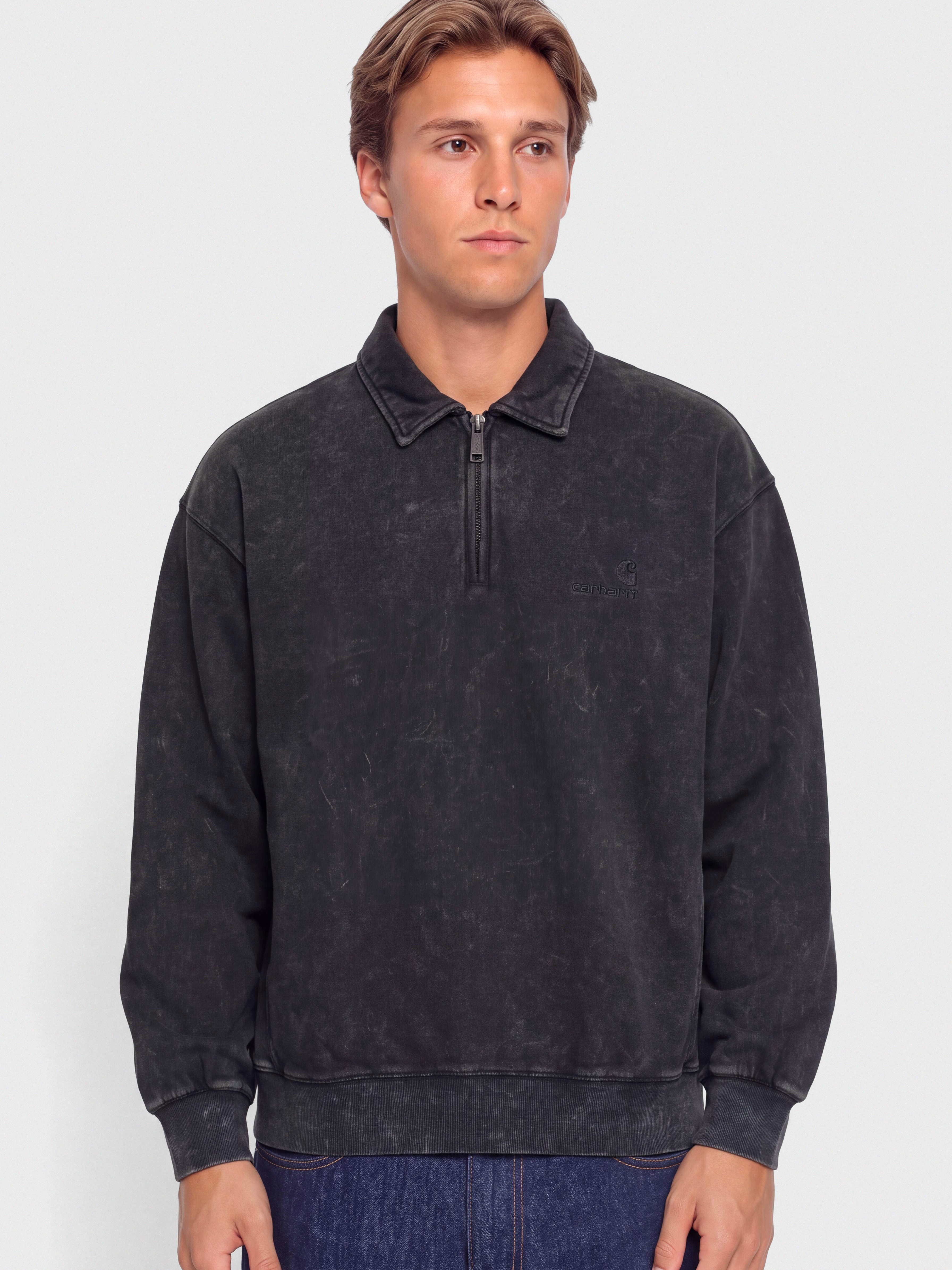 Суитшърт Carhartt WIP Lambert Polo (black/moon wash)