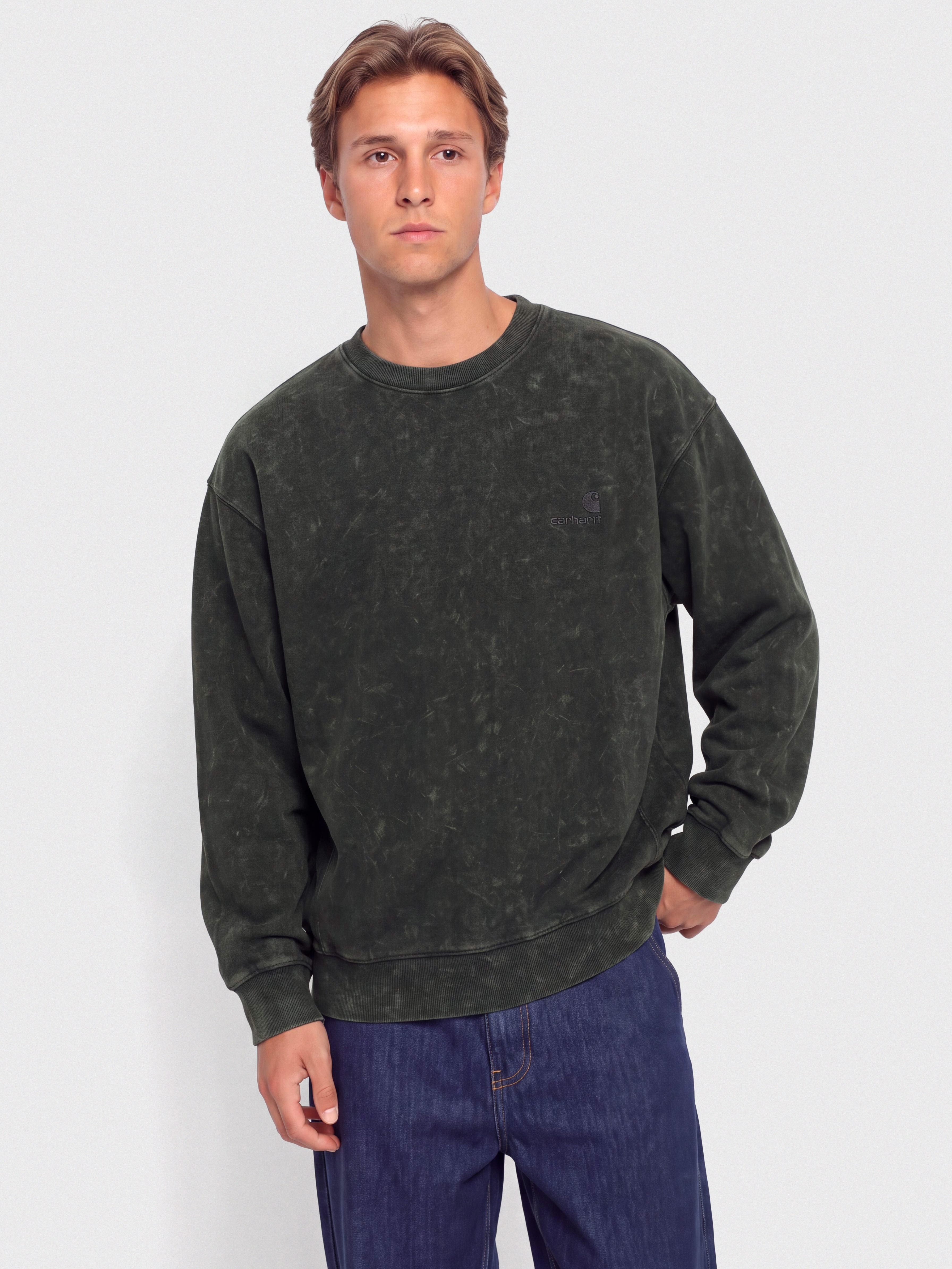 Суитшърт Carhartt WIP Lambert (raven/moon wash)
