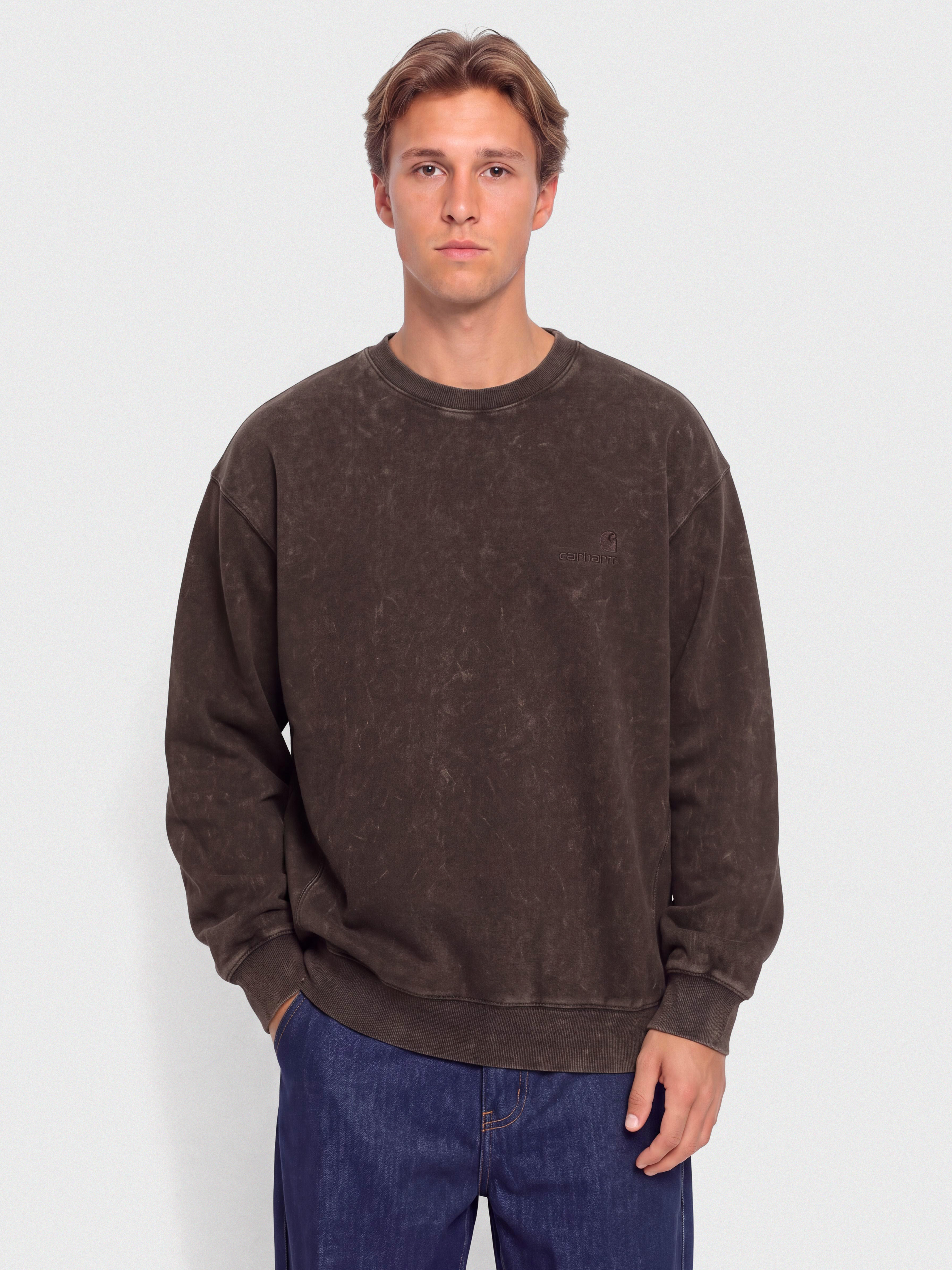 Суитшърт Carhartt WIP Lambert (tobacco/moon wash)
