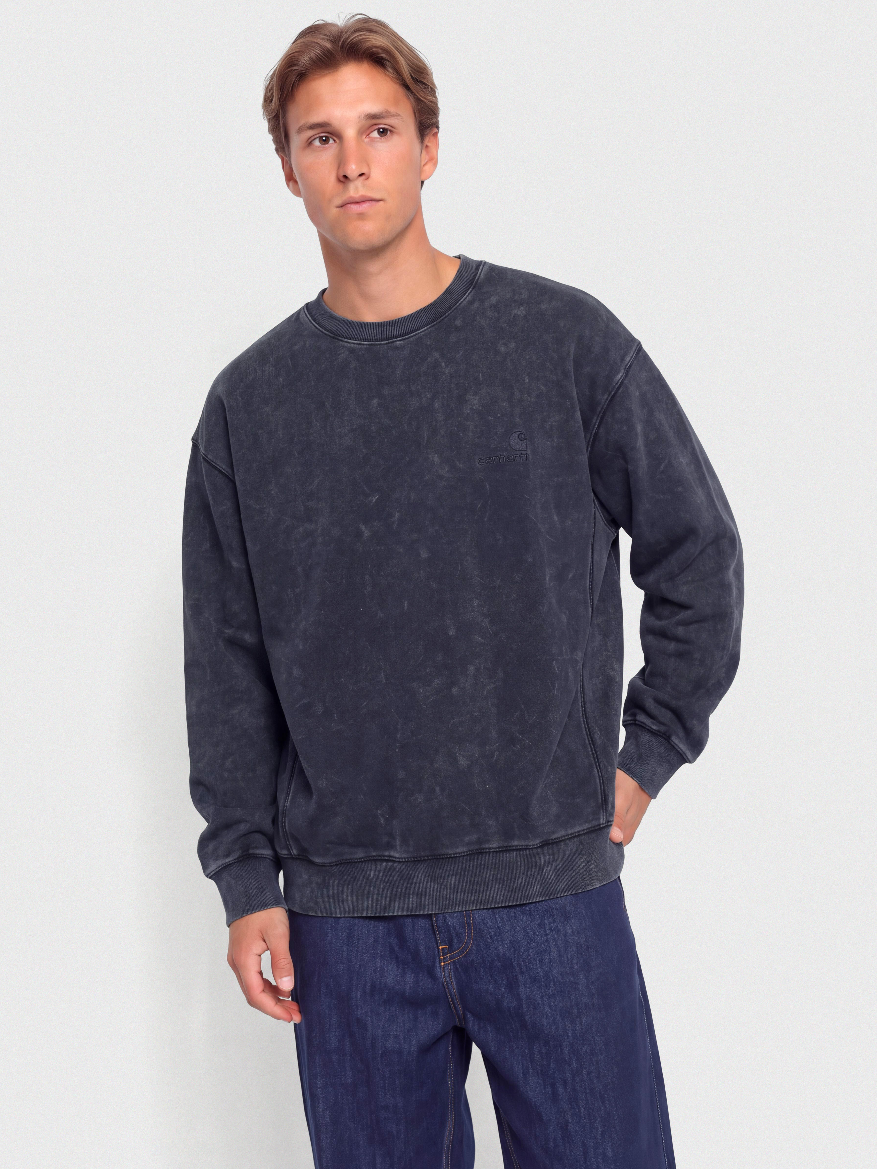 Суитшърт Carhartt WIP Lambert (dark navy/moon wash)