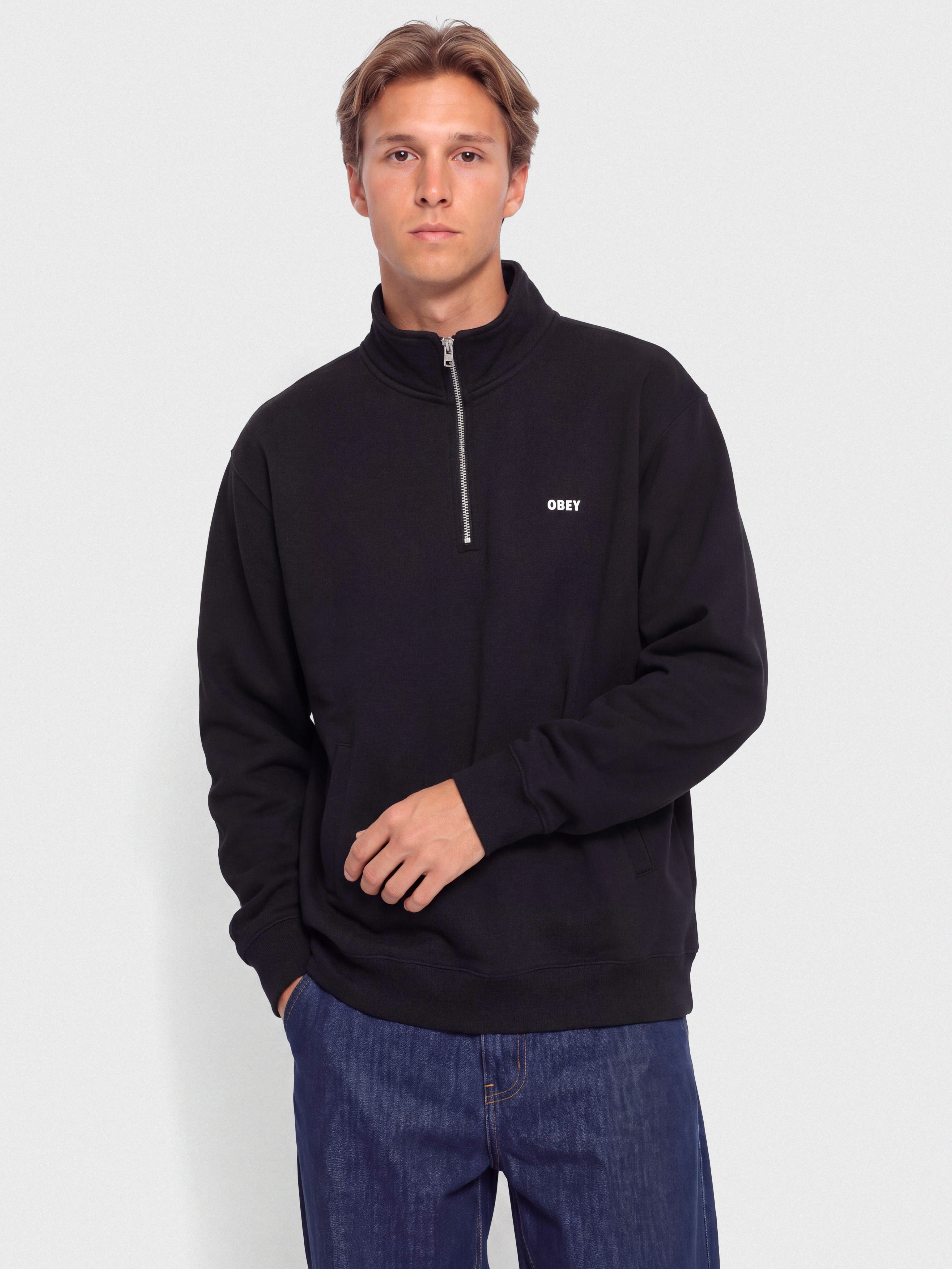 Суитшърт OBEY Established Works Bold Mockneck (black)