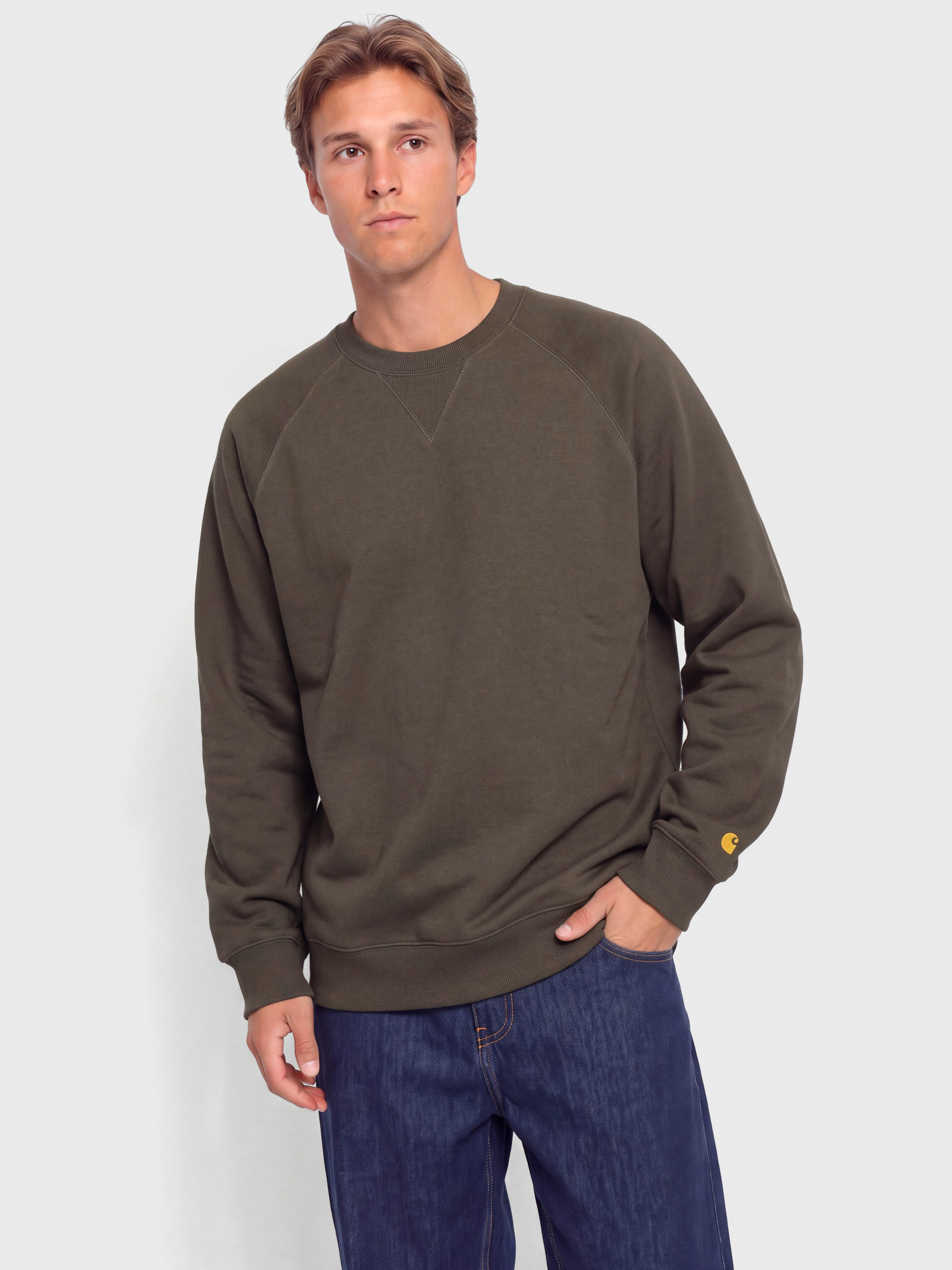 Суитшърт Carhartt WIP Chase (shungite/gold)