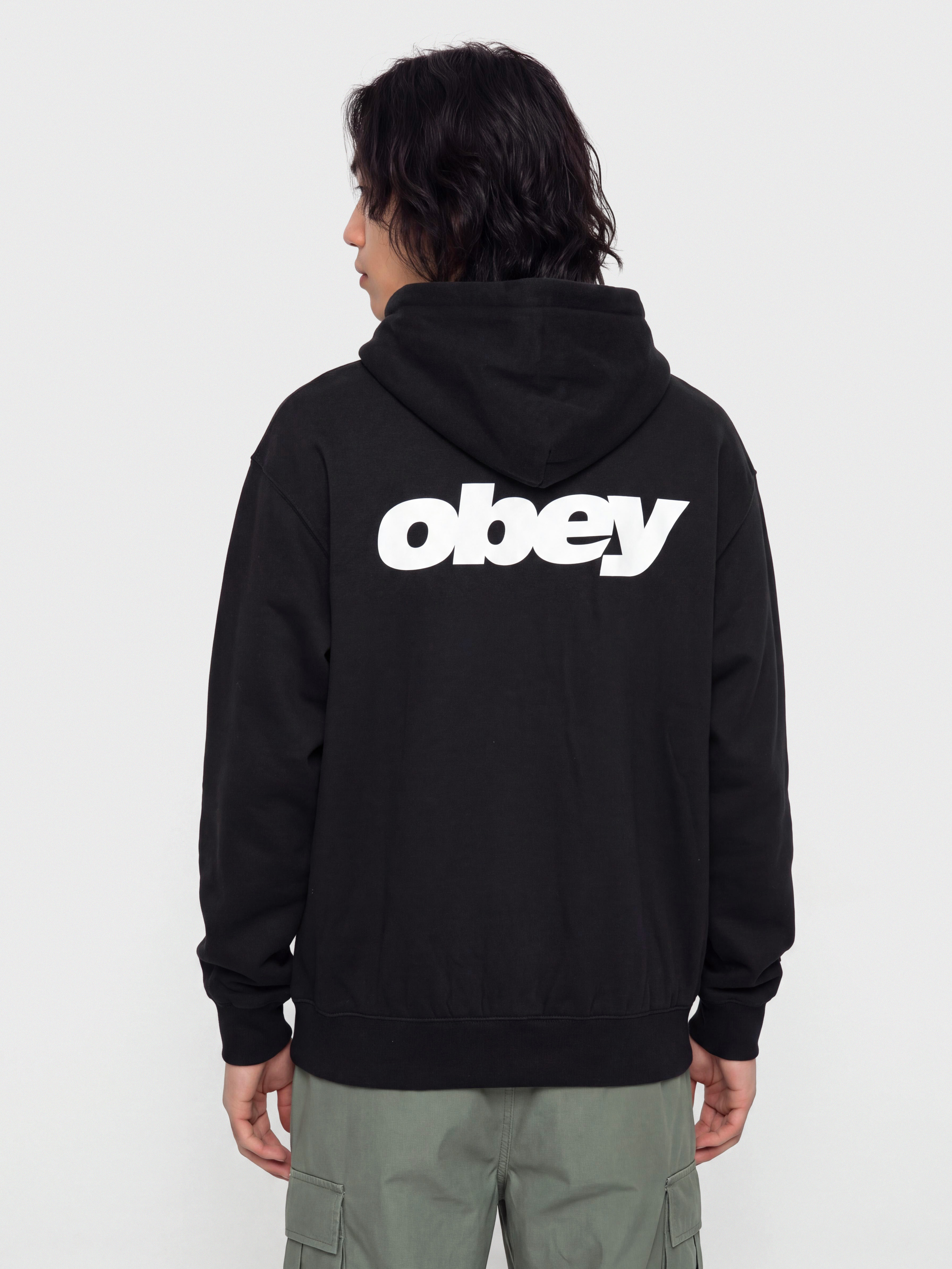 Суитшърт с качулка OBEY League HD (black)