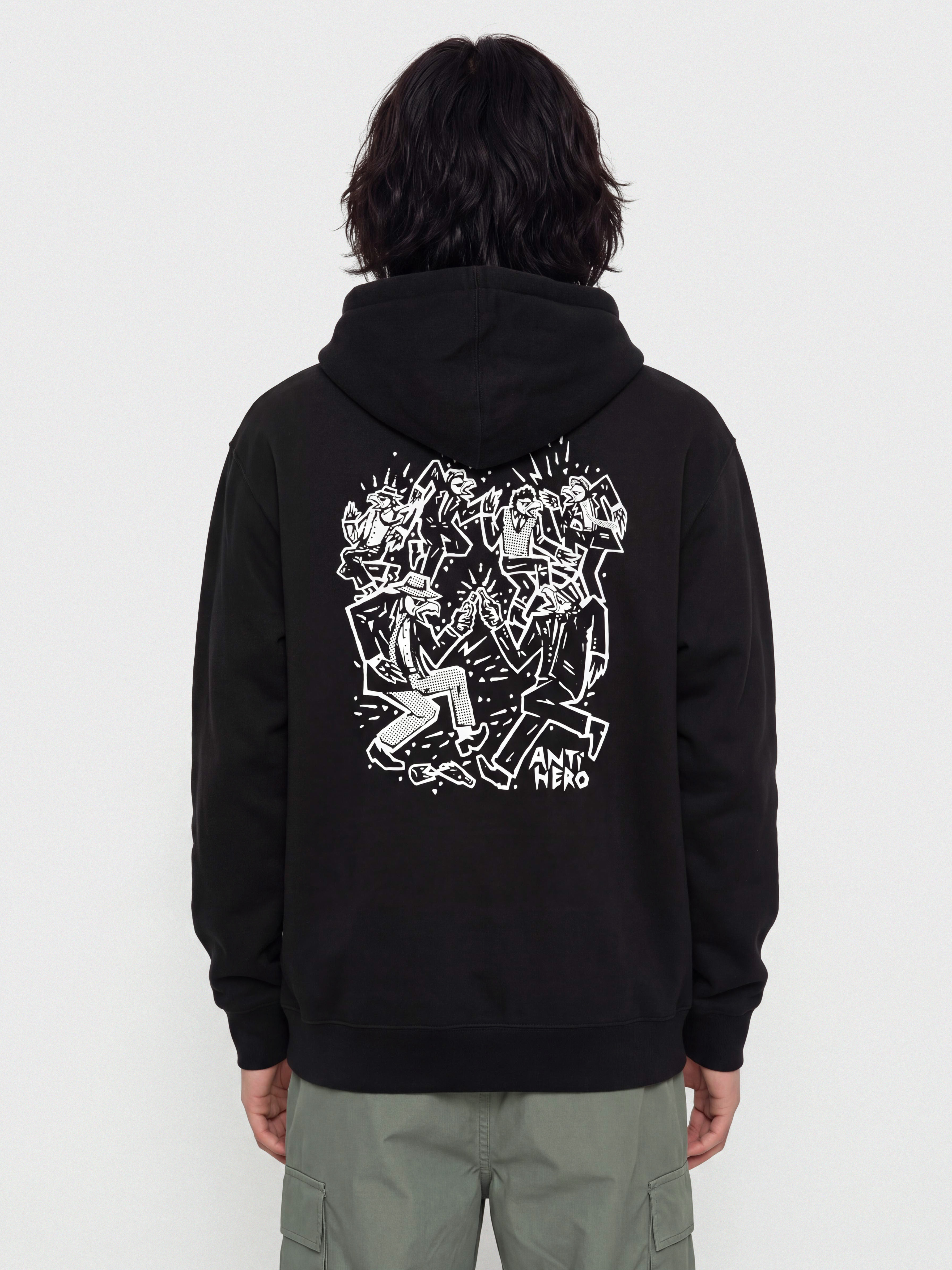 Суитшърт с качулка Antihero Ruder Bwoys HD (black w/white print)