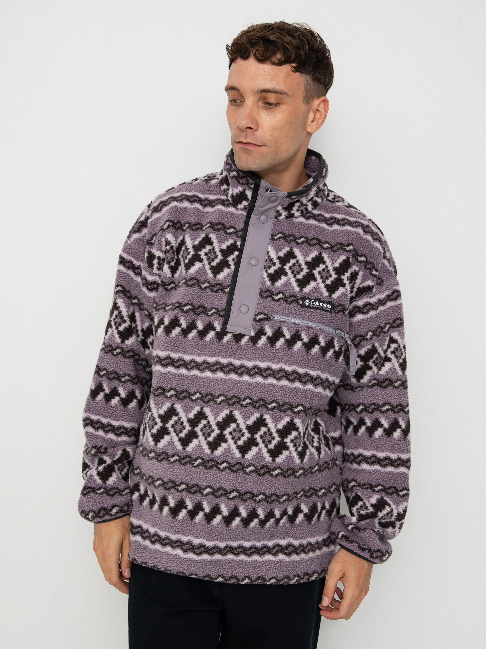 Поларени суитшърт Columbia Helvetia II Printed Half Snap (shale purple knitknot)