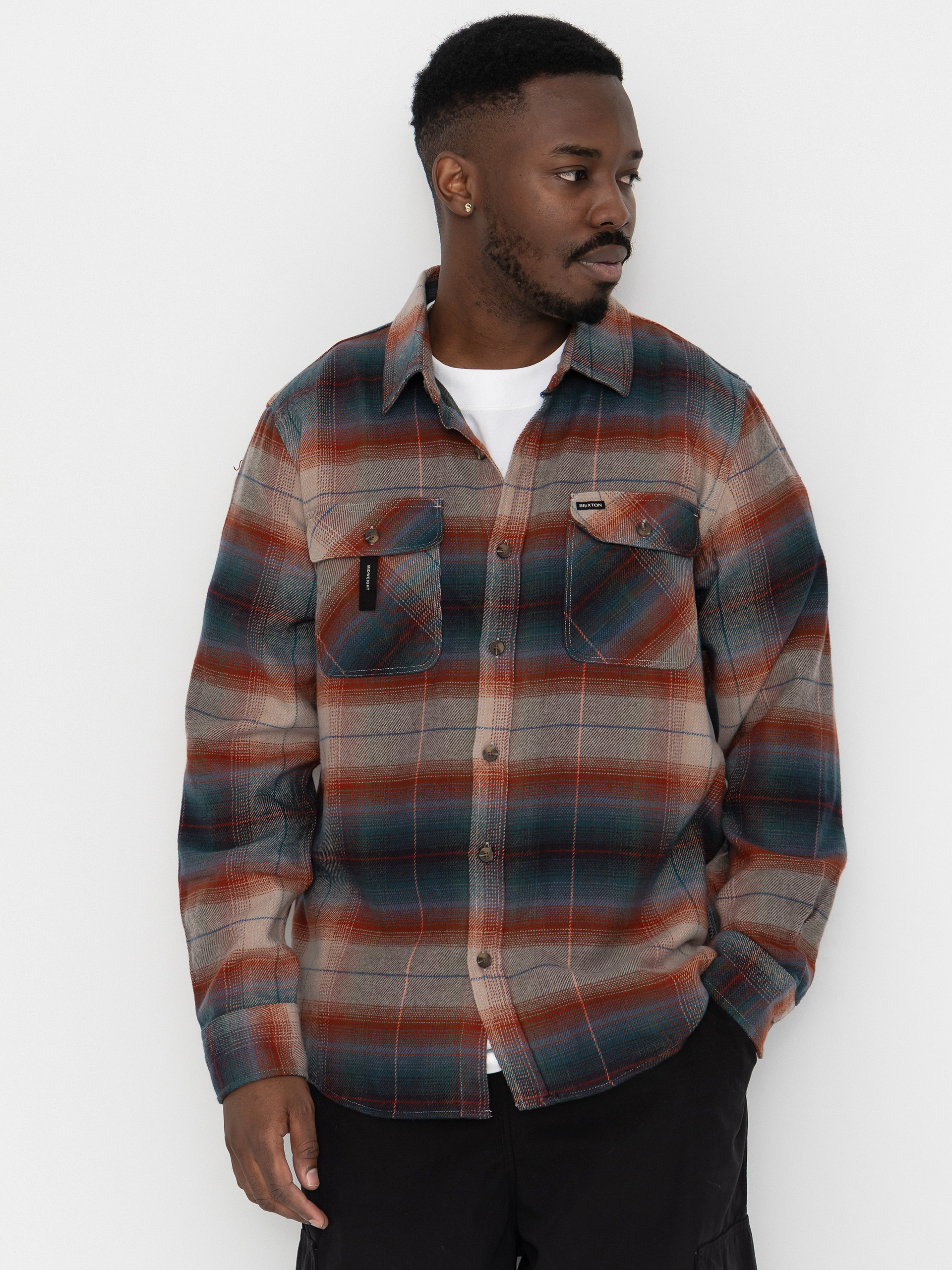 u0420u0438u0437u0430 Brixton Bowery Flannel Ls (multi shadow)