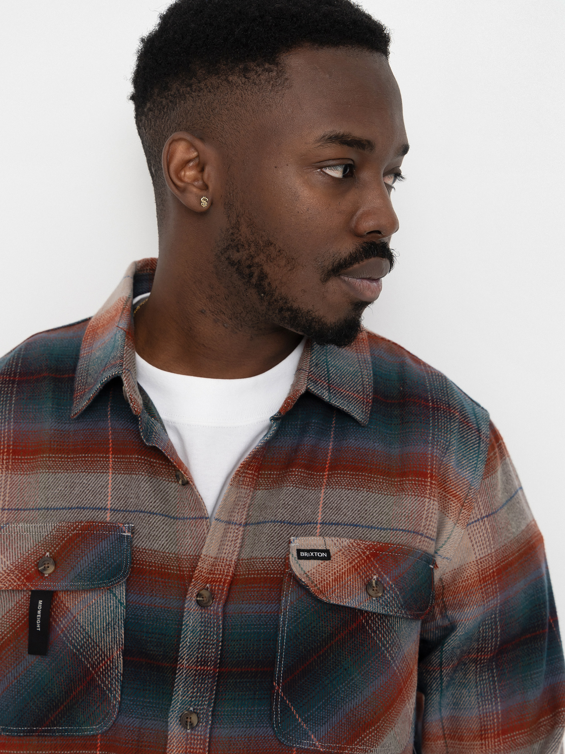 Риза Brixton Bowery Flannel Ls (multi shadow)