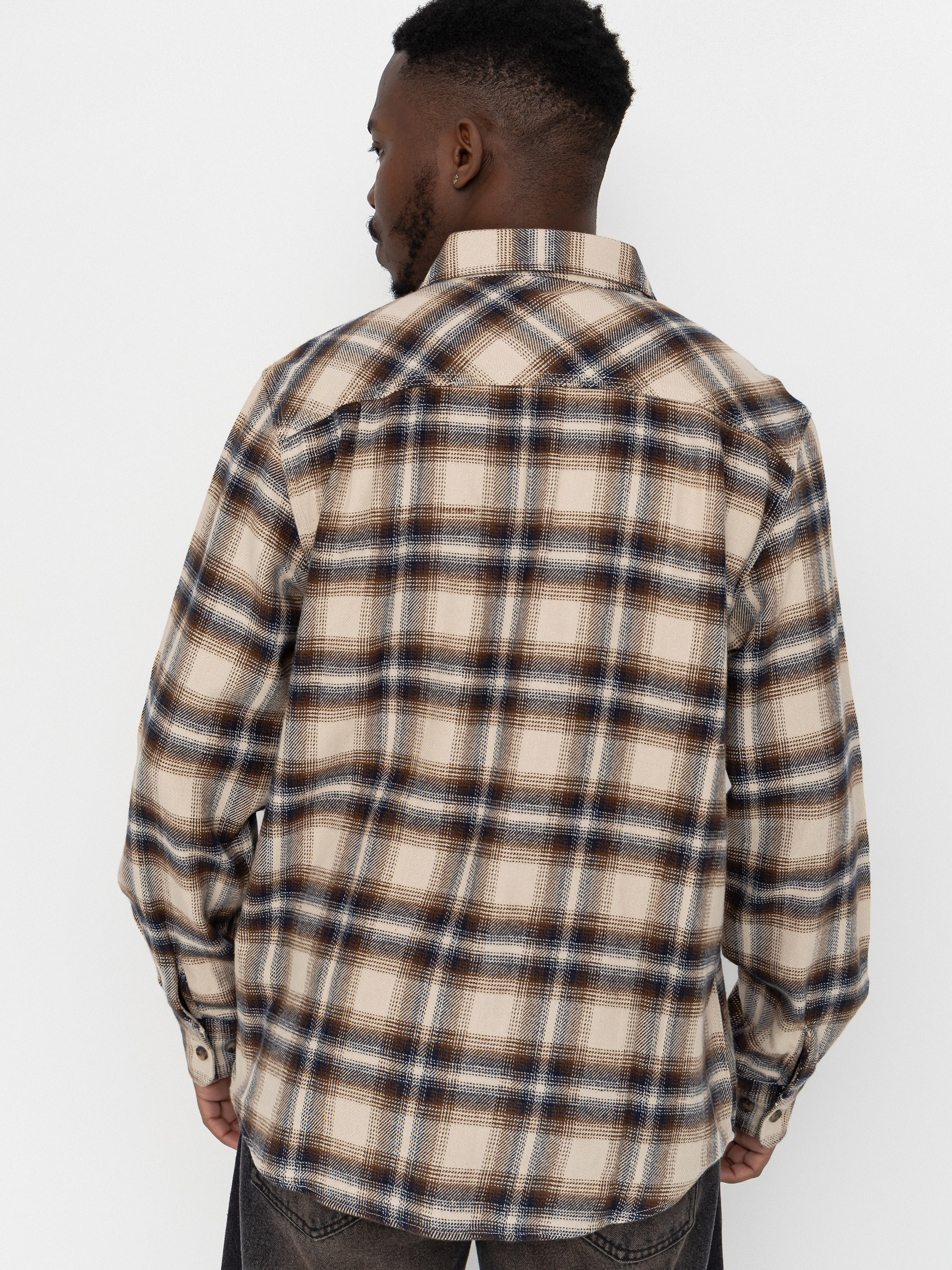 Риза Brixton Bowery Flannel Ls (soft brown plaid)