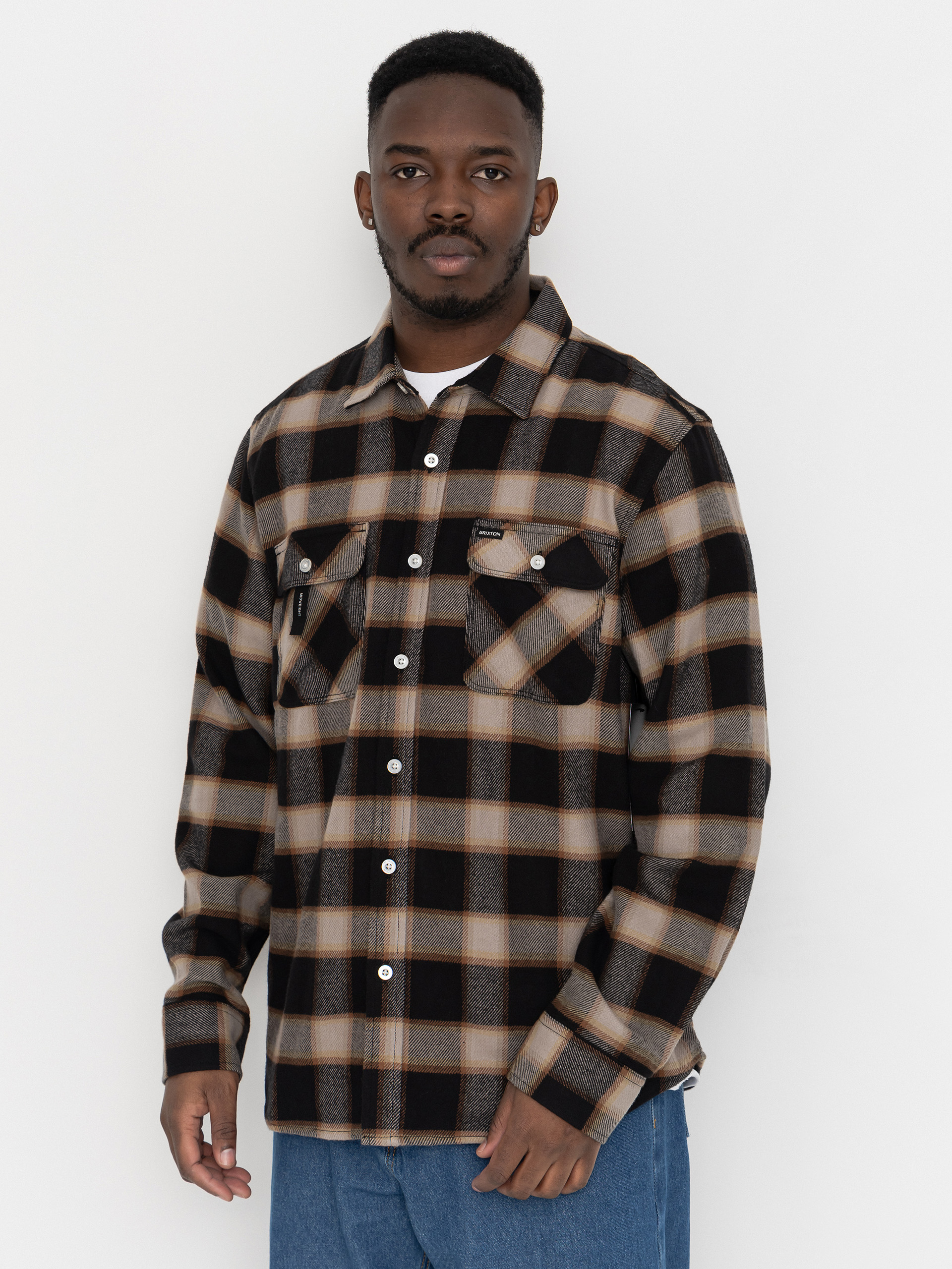 u0420u0438u0437u0430 Brixton Bowery Flannel (black/cream)