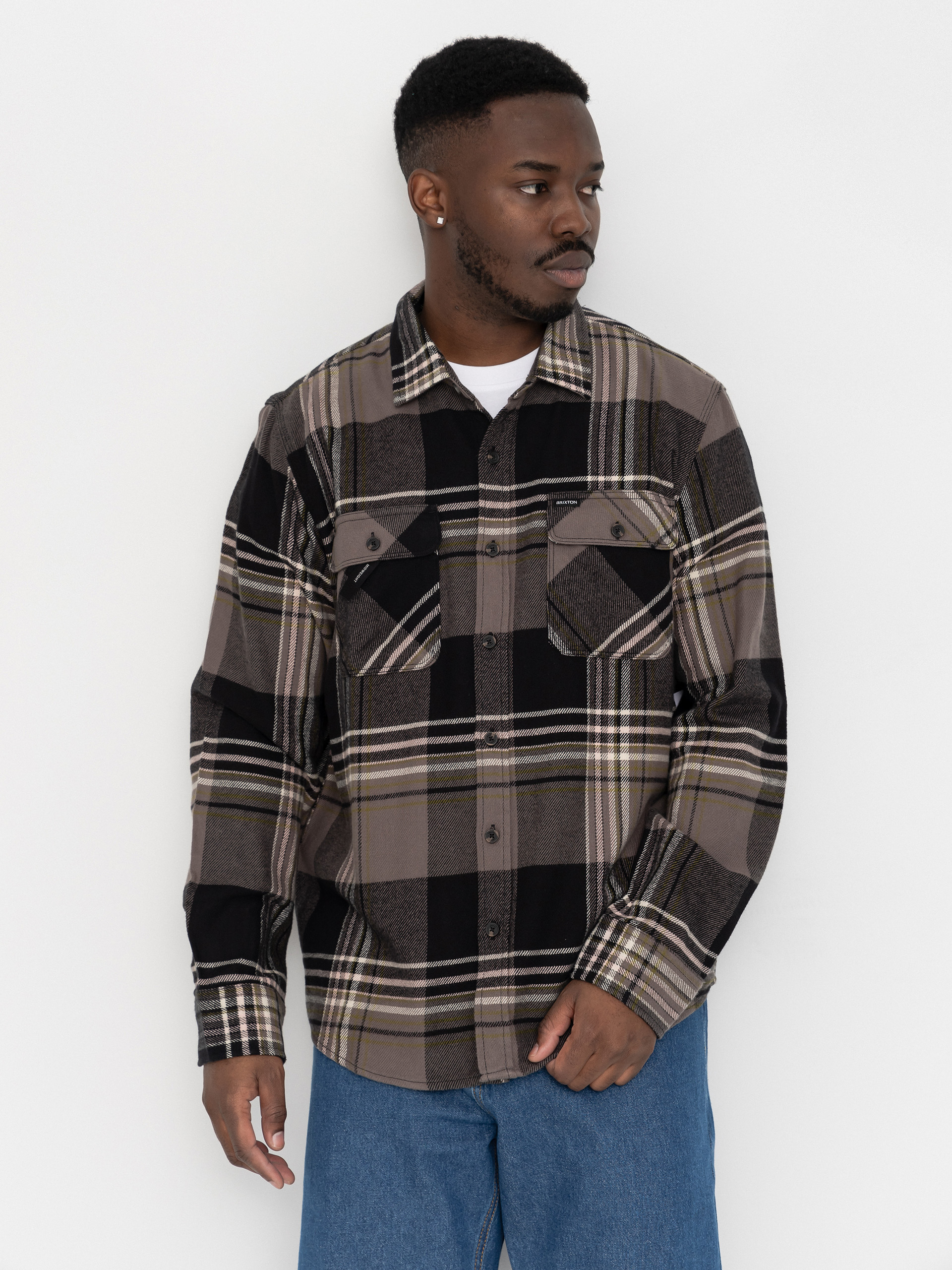 u0420u0438u0437u0430 Brixton Bowery Flannel Ls (black/multi)
