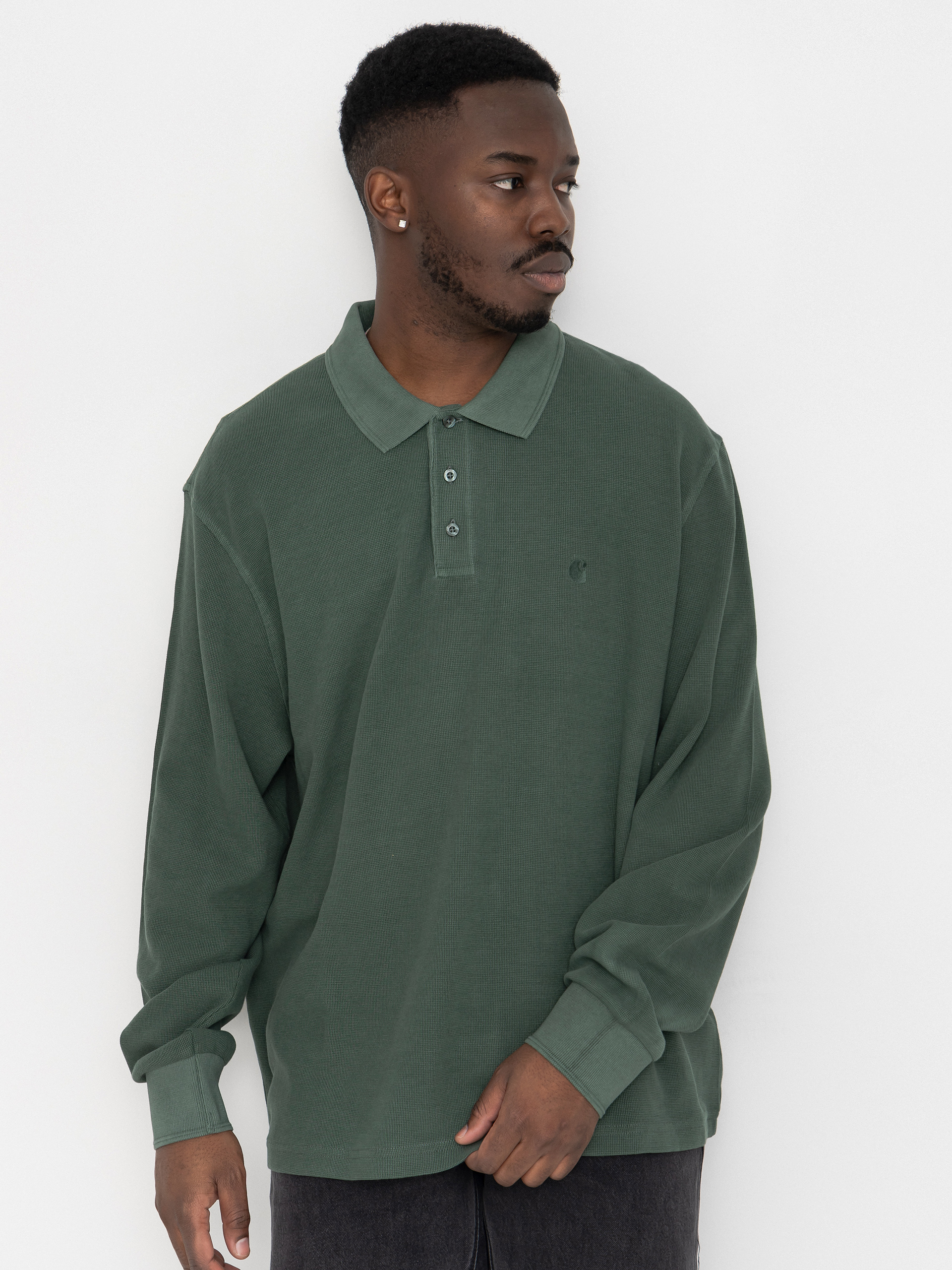 u0411u043bu0443u0437u0430 Carhartt WIP Waffle Rugby (dark scarab/garment dyed)