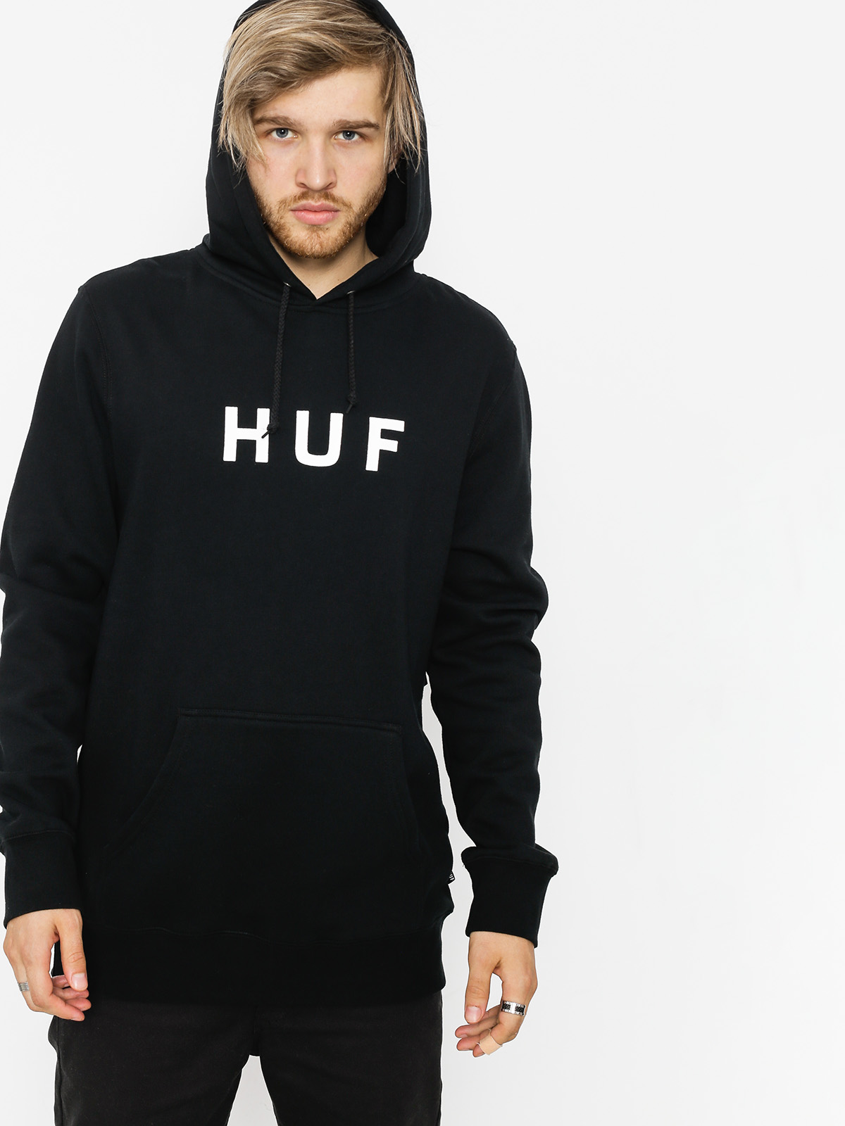 Суитшърт с качулка HUF Essentials Og Logo HD (black)